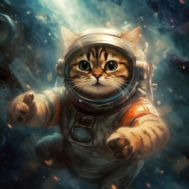 Gato astronauta en el espacio