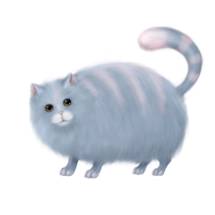 Foto gato azul bonito com ilustração de estilo aquarela de listras rosa