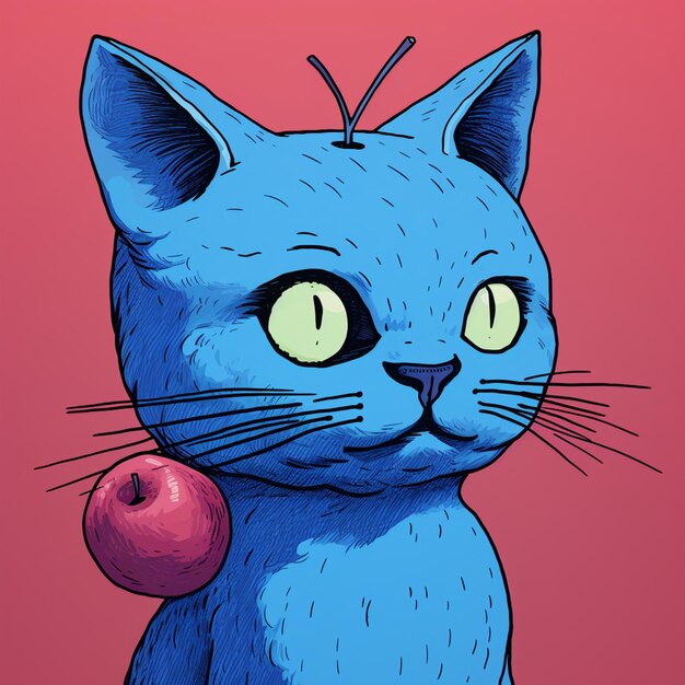 Foto gato azul com uma maçã na cabeça no estilo imagens geradas por ia