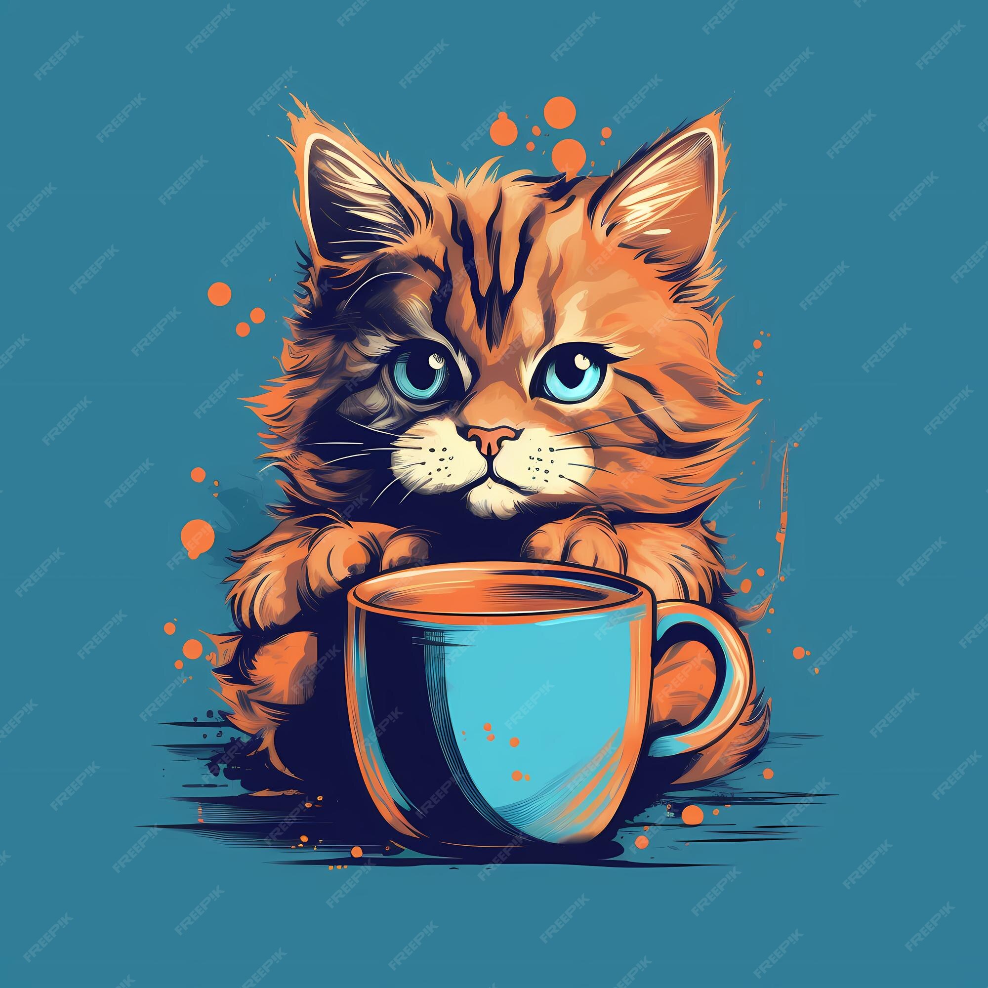 Gatinho bebendo suco para colorir - Imprimir Desenhos