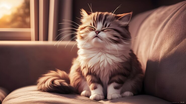 un gato con bigotes blancos y una cara marrón y blanca