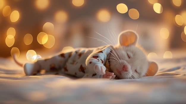 un gato blanco está durmiendo en una cama con las palabras gato durmiendo