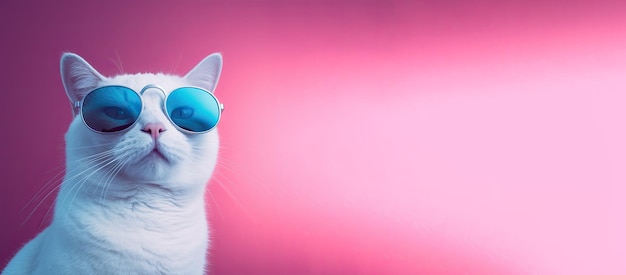 Un gato blanco fresco y elegante con sombras sobre un fondo pastel juguetón y lindo, perfecto para los amantes de las mascotas IA generativa