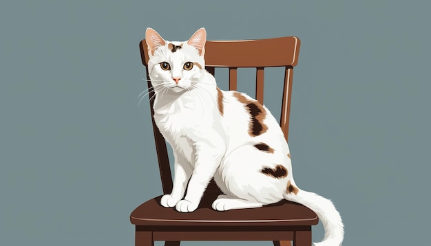 Foto gato blanco con ilustración de manchas marrones