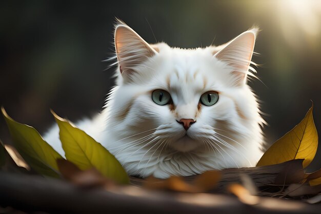 Un gato blanco y lindo.