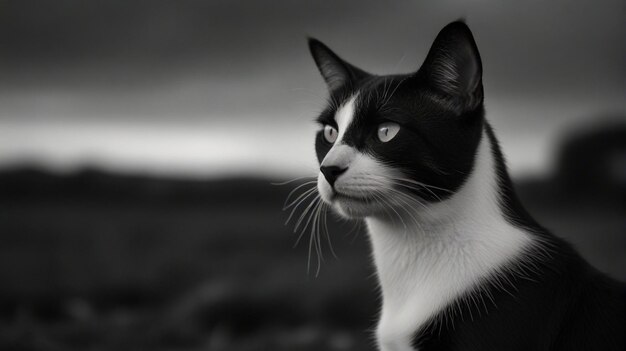 un gato blanco y negro con una cara blanca y una cara negra y blanca