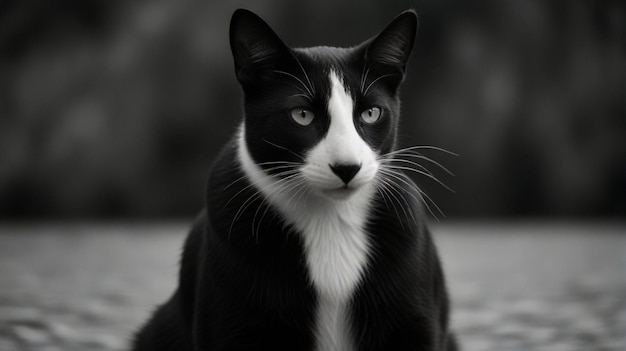 un gato blanco y negro con un parche blanco en su pecho
