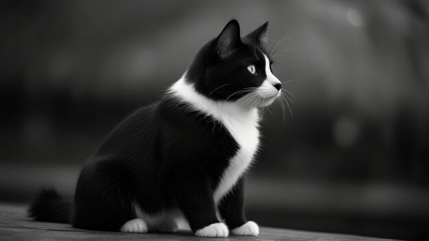 un gato blanco y negro con un parche blanco en su pecho