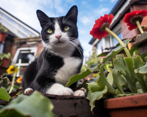 Un gato blanco y negro