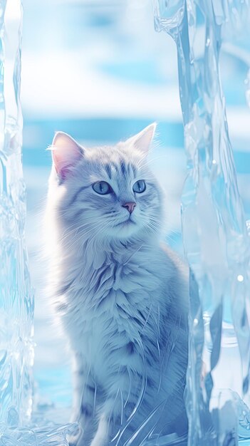 Foto un gato blanco con ojos azules y un gato blanco a la derecha