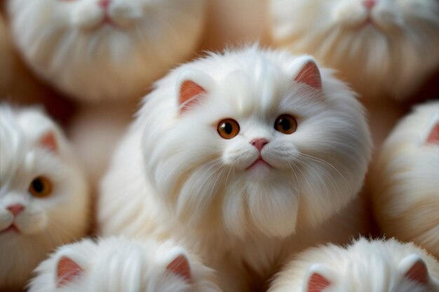 un gato blanco con ojos rojos y una nariz rosa