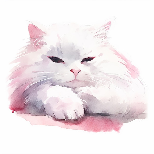 Un gato blanco con ojos rosados está acostado.