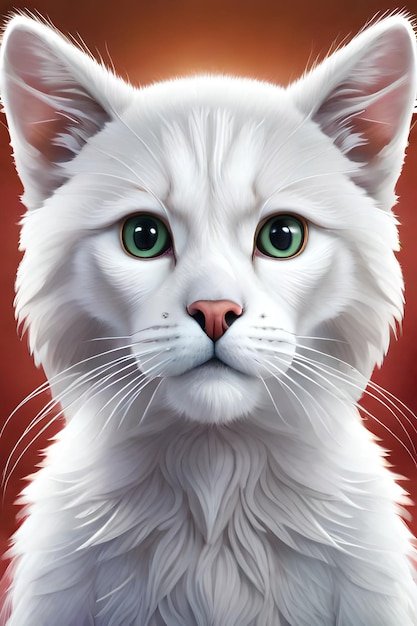 Un gato blanco con ojos verdes.