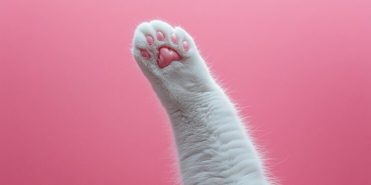 un gato blanco con patas rosas y patas blancas