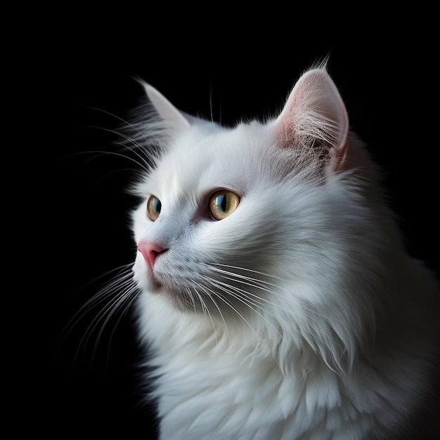 Gato blanco sobre fondo negro