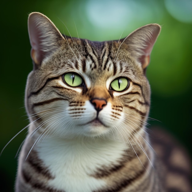 Gato bobtail americano realista em fundo natural ao ar livre arrebatador