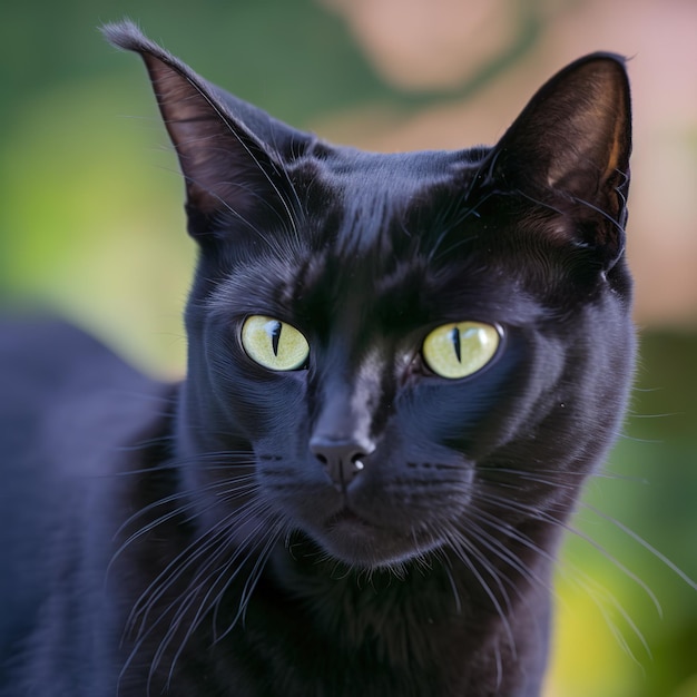 Gato bombay realista sobre un deslumbrante fondo natural al aire libre