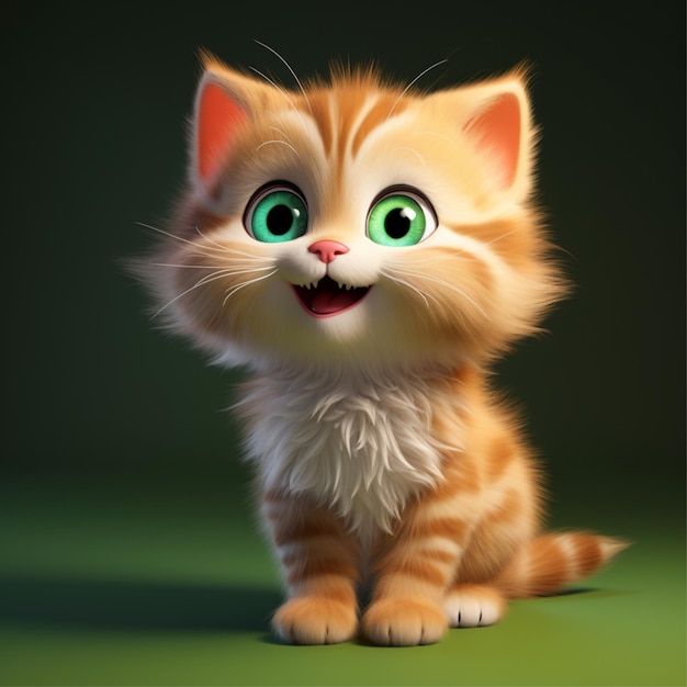 Gato bonito desenho animado 3D Smilejpg