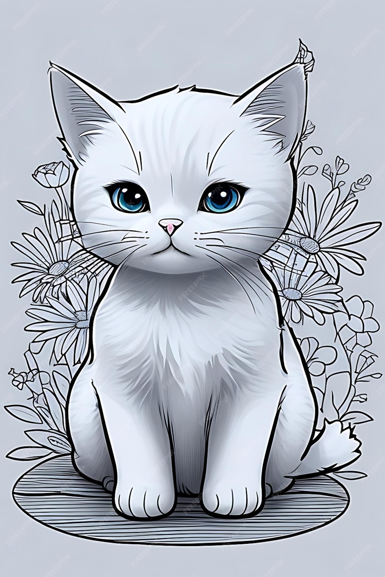 Fundo completo com bonito desenhos animados gatos de cor diferente imagem  vetorial de frenta© 331689636