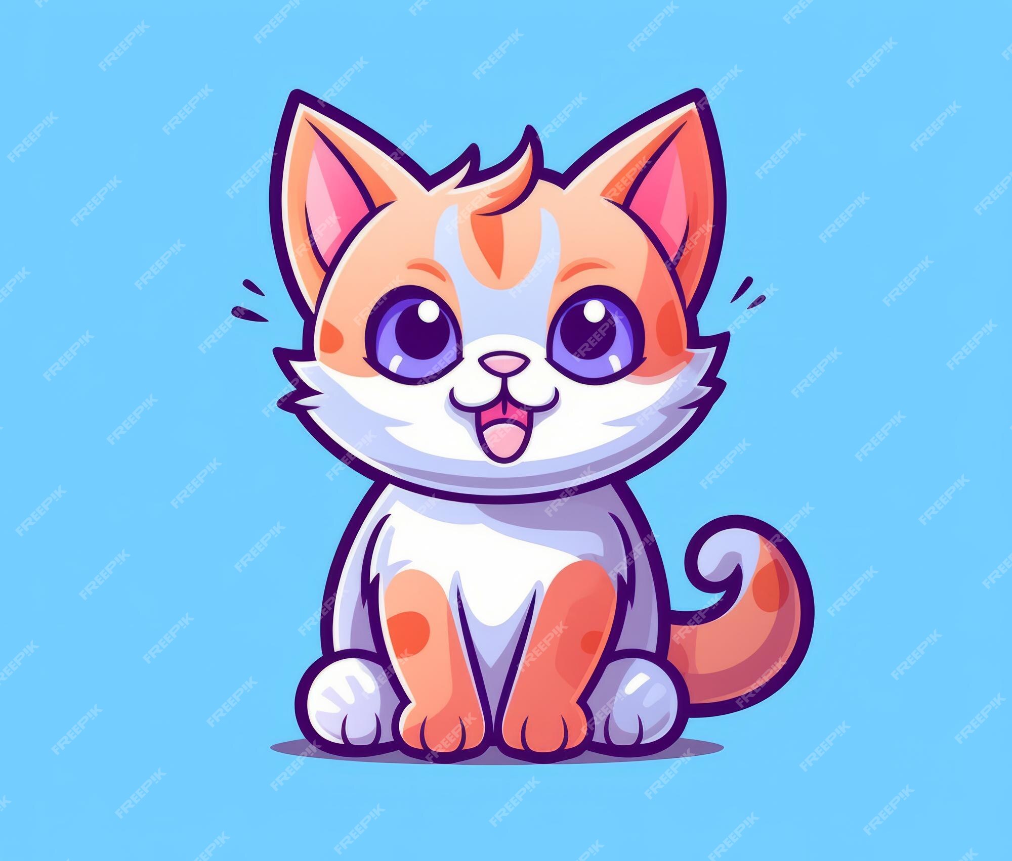 Gato Gatinho Quadrado Cabeça Rosto Linha Definida. Caráter Bonito Dos  Desenhos Animados. Animal De Estimação Do Bebê. Orelhas Cor-de-rosa, Nariz.  Olhos Amarelos. Capa Do Caderno, Camiseta, Impressão Do Cartão. Projeto  Liso. Fundo