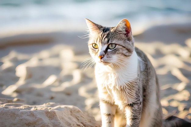 Gato bonito férias viagens lazer gerado ai