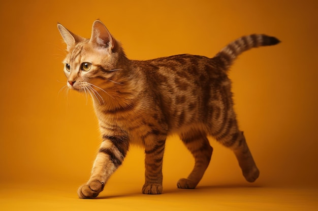 Gato bonito isolado em fundo amarelo Generative Ai