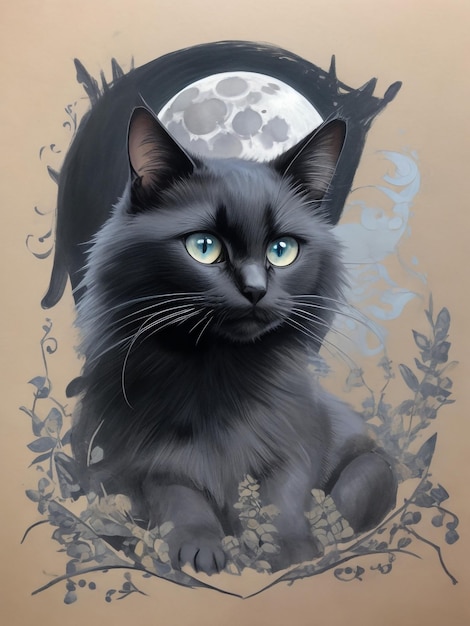 gato bonito na lua boa noite e sonhos doces ilustração vetorial