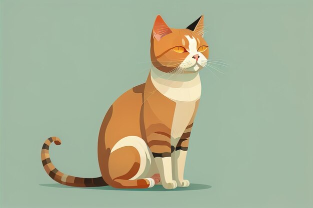 Gato bonito sentado no chão Ilustração vetorial em estilo retro