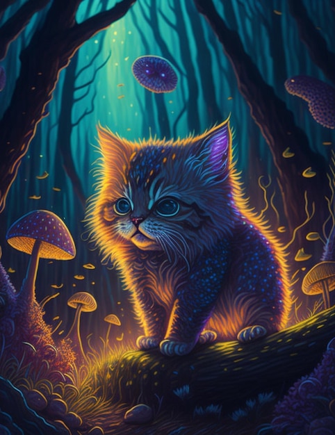 Un gato en el bosque por persona