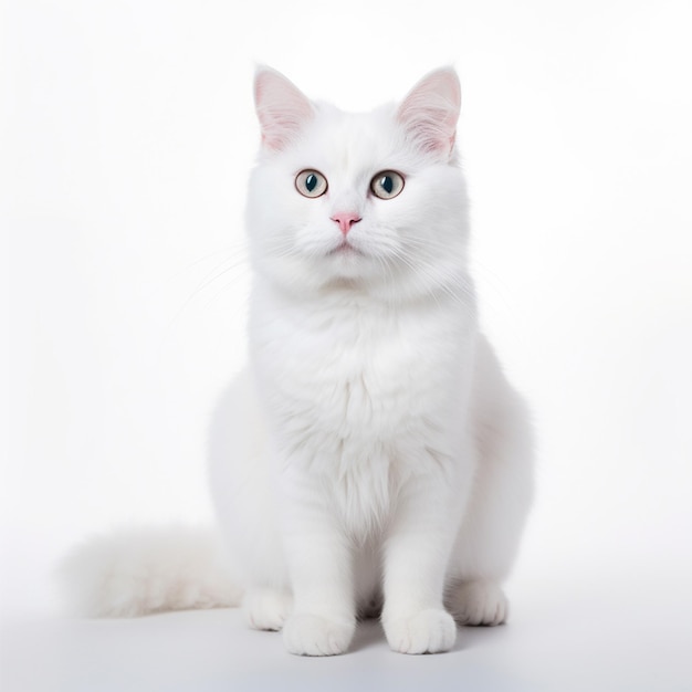 gato branco em um fundo branco