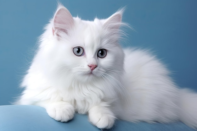 Gato branco fofo gatinho fofo com focinho doce e pata em exibição