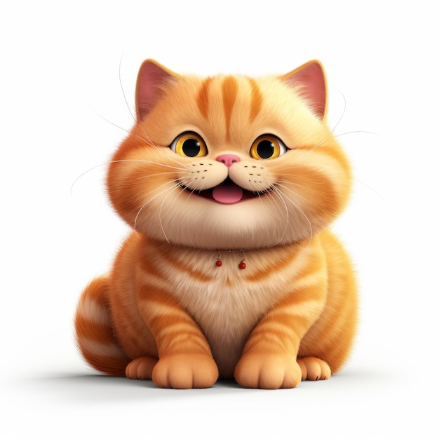 Gato británico gordito naranja Un personaje de dibujos animados encantadoramente feliz en pintura 3D