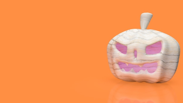 El gato de calabaza blanco para la representación 3d del concepto de vacaciones de halloween.