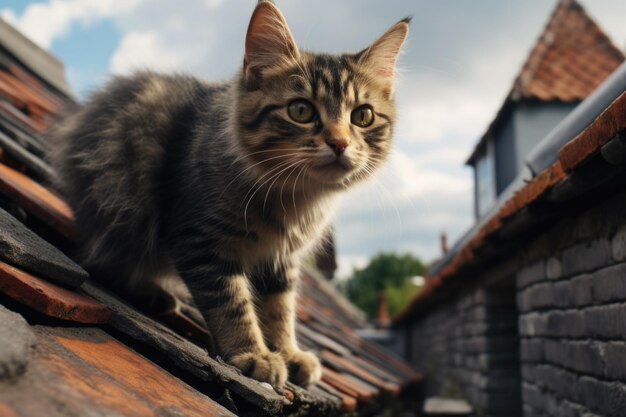 Foto gato callejero sentado en la calle