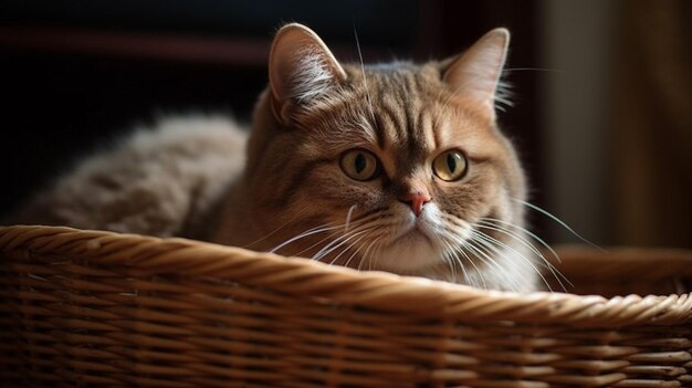 un gato en una canasta