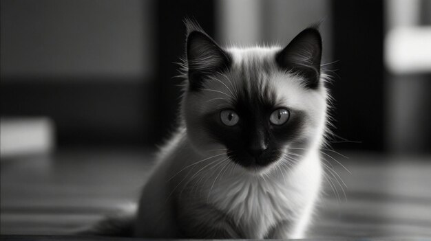 un gato con una cara blanca y negra y una nariz negra