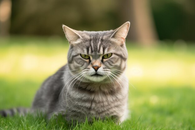 Gato con cara de tonto en el parque