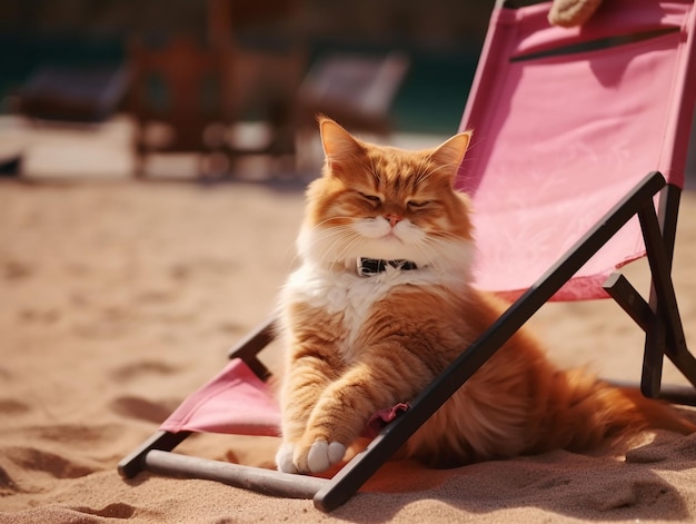 El gato en el catre junto al mar.