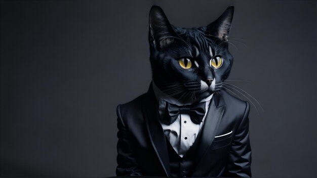 Gato cautivador en un Tux Ai generado