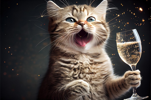 Gato celebrando la fiesta