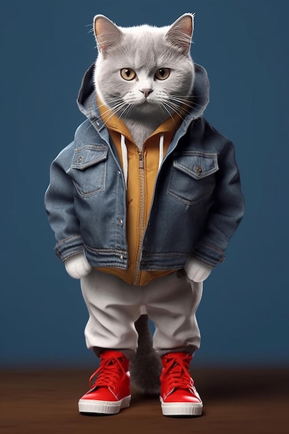 un gato con una chaqueta que dice "el nombre de un gato"