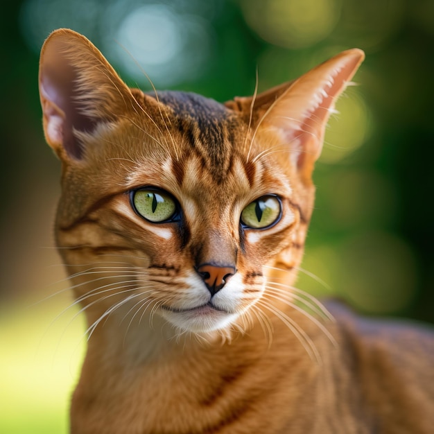 Gato cheetoh realista sobre un deslumbrante fondo natural al aire libre