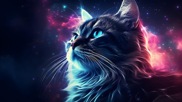 Gato en el cielo nocturno Ai