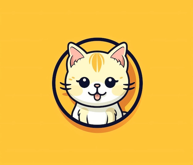 Gato en un círculo, amarillo, dibujos animados, gato, dibujos animados, animal, animal, animal, Fondo de pantalla HD