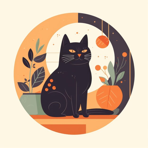 gato clipart estilo de dibujos animados plana