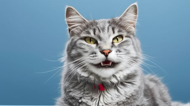 Un gato con un collar rojo y un collar rojo.