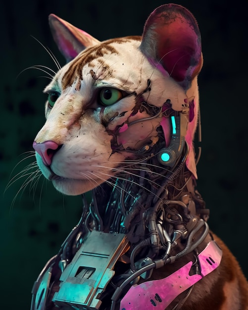 Un gato con un collar rosa y un ojo verde.