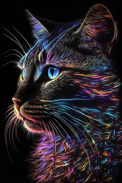 gato de color degradado. IA generada