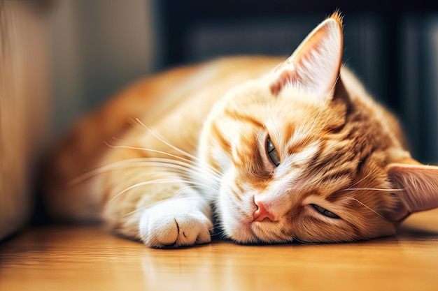 Un gato de color naranja se está relajando IA generativa