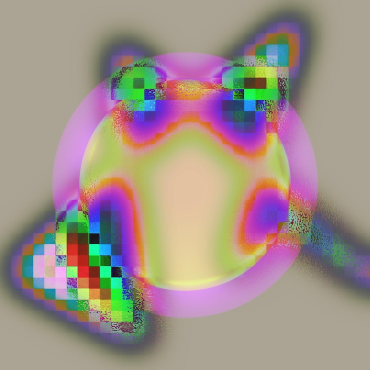 Foto un gato colorido con una cara colorida y un diseño colorido en él